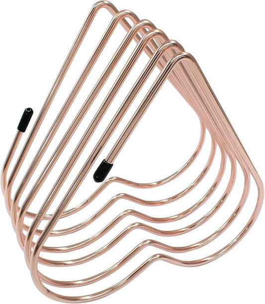 Zorfeter Heart Shaped File Holder, Iron Storage Rack Vinyl Record Organizer, 5 Slot Desktop Book Storage Rack for Office Home Decor/Book Lovers(Rose Gold)
