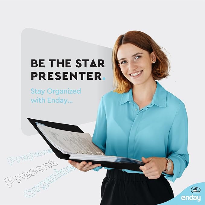 ½ Inch 3 Ring Binder .5 inch Black Clear View Cover with 2 Inside Pockets, Colored School Supplies Office and Home Binders, 6 Pack – by Enday