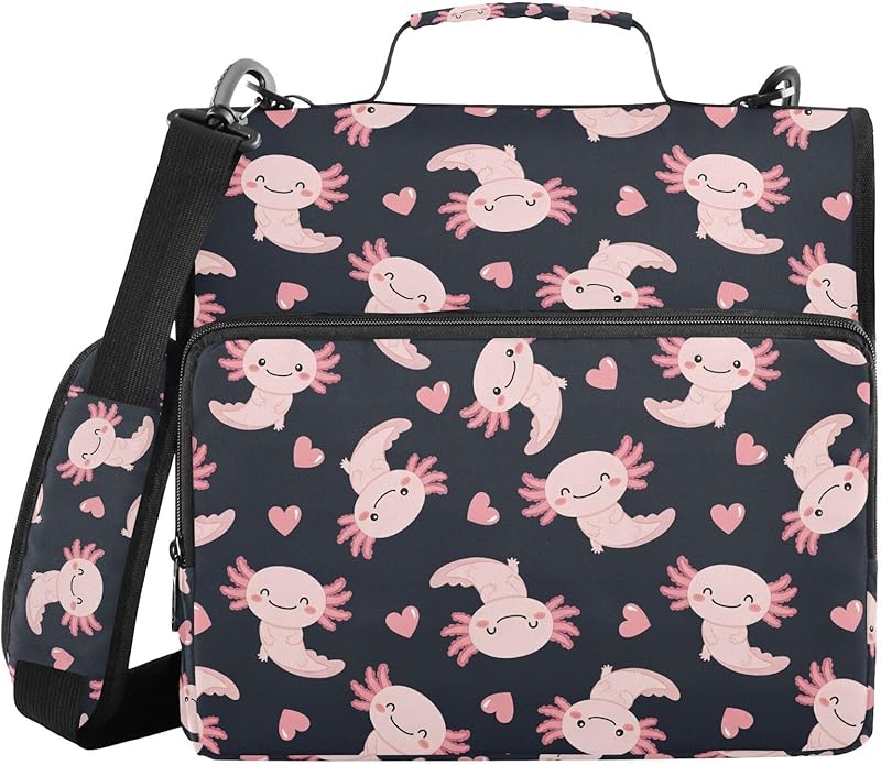 Zipper Binder Bag 3 Ring File Folder Portfolio Organizer Zippered Binder Bags with Strap Fits Laptop Women Men