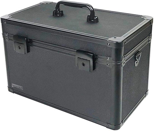 Vaultz Portable Safe Box - 14 L x 9.12 H x 8.5 Inch Large Storage Box with Lock, Mesh Pocket & Adjustable Compartments for Cash, Documents and Valuables - Tactical Black