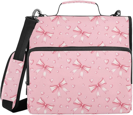 Zipper Binder Bag 3 Ring File Folder Portfolio Organizer Zippered Binder Bags with Strap Fits Laptop Women Men