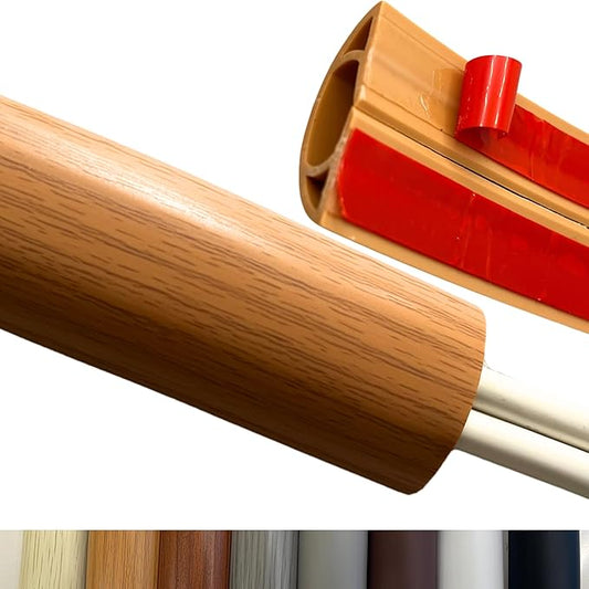 10ft Self Adhesive Floor Cord Cover,Cable Cavity:0.61"(W) x 0.32"(H),Heavy Duty Soft PVC Cable Protector and Extension Cord Hider,Cord Management System to Hide Wires on Floor,Yellow Wood