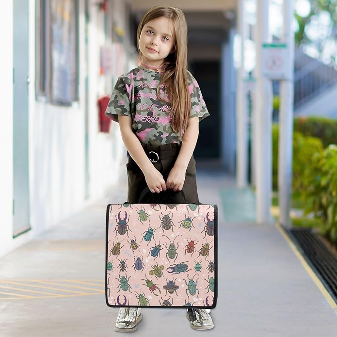 Zipper Binder Bag 3 Ring File Folder Portfolio Organizer Zippered Binder Bags with Strap Fits Laptop Women Men