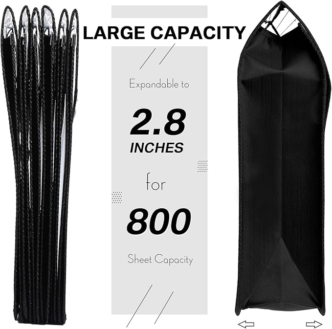 10 Pieces Plastic File Folders Envelope Expanding File Wallet Organizer Documents Folder with Snap Closure and Pocket B4 Waterproof Transparent Pouch for School Office(Black,Horizontal)