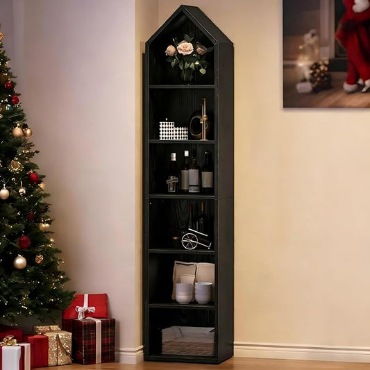 YITAHOME 73" Tall Narrow Bookshelf, Modern Open 5 Tier Bookcase, Wooden Shelf Stand for Small Spaces, Display Shelving Storage Rack for Bedroom, Living Room, Home Office, Black