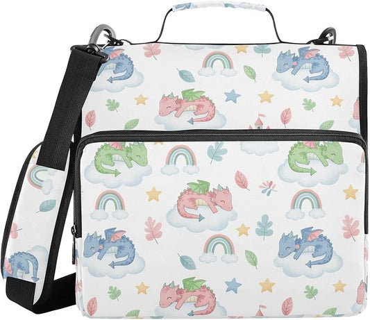 Zipper Binder Bag 3 Ring File Folder Portfolio Organizer Zippered Binder Bags with Strap Fits Laptop Women Men