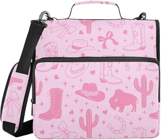 Zipper Binder Bag 3 Ring File Folder Portfolio Organizer Zippered Binder Bags with Strap Fits Laptop Women Men