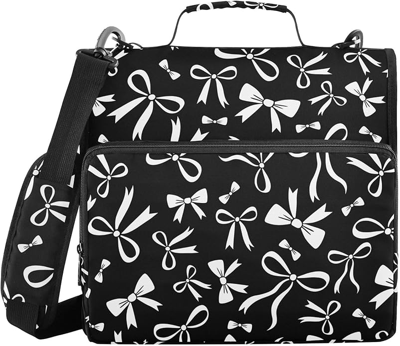 Zipper Binder Bag 3 Ring File Folder Portfolio Organizer Zippered Binder Bags with Strap Fits Laptop Women Men