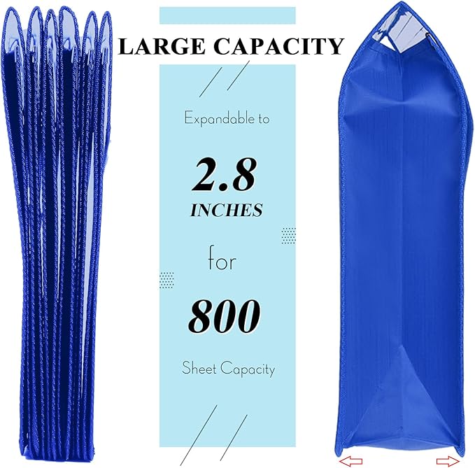 10 Pieces Plastic File Folders Envelope Expanding File Wallet Organizer Documents Folder with Snap Closure and Pocket, A4 Size Waterproof Transparent Pouch(Blue,Horizontal)