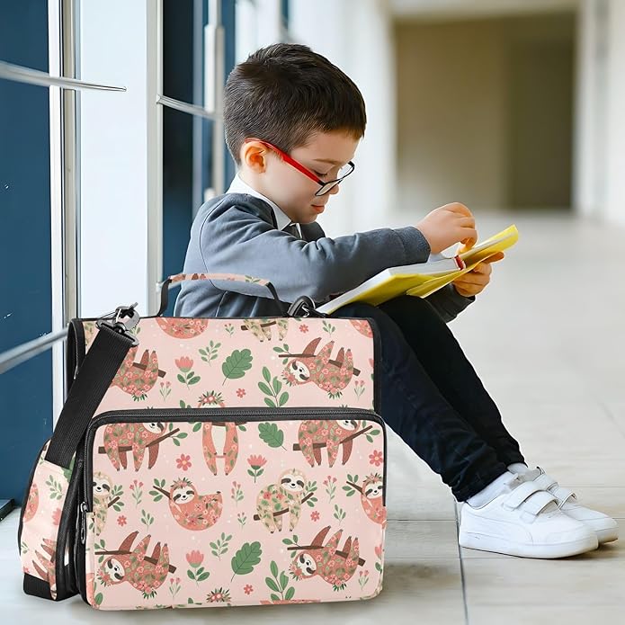 Zipper Binder Bag 3 Ring File Folder Portfolio Organizer Zippered Binder Bags with Strap Fits Laptop Women Men