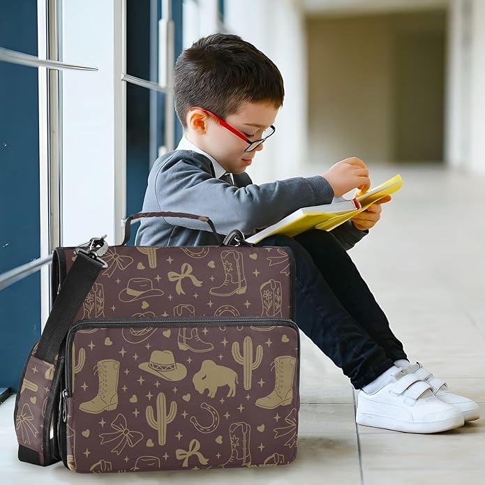 Zipper Binder Bag 3 Ring File Folder Portfolio Organizer Zippered Binder Bags with Strap Fits Laptop Women Men