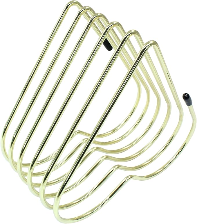 Zorfeter Heart Shaped File Holder, Iron Storage Rack Vinyl Record Organizer, 5 Slot Desktop Book Storage Rack for Office Home Decor/Book Lovers(Gold)