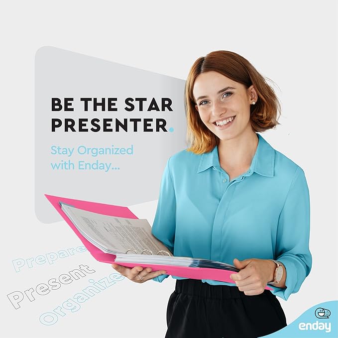 ½ Inch 3 Ring Binder Pink, .5 Inch Round Ring Clear View Cover with 2 Inside Pockets Binders, Colored School Supplies Binders, Also Available in Purple, Red, Green, Blue, and Grey (6 PC) – by Enday