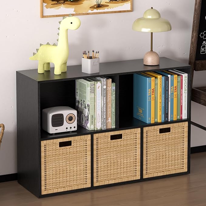 Wooden 5 Cube Storage Organizer with Closed Back Panel,White Cube Shelf Cubby Storage Organizers with Compartments for Living
