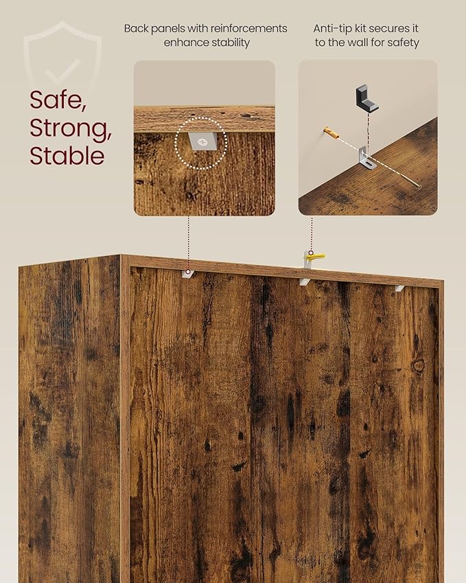 VASAGLE Custos Collection - Bookshelf, Bookcase, Cube Shelf with 8 Compartments, 9.4 x 25.8 x 51 Inches, Storage Shelf, for Living Room, Home Office, Dining Room, Rustic Brown ULBC424K01