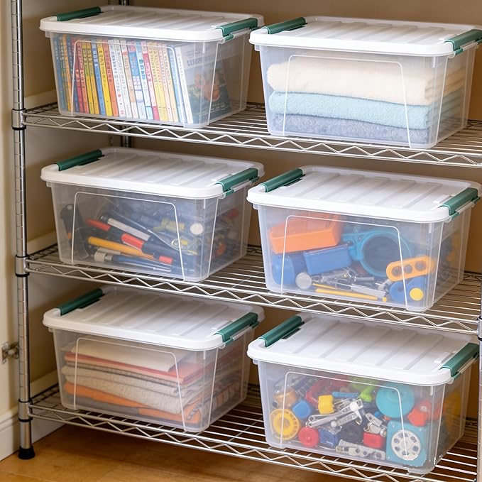 Xyskin 35 Quart Clear Large Storage Box, Plastic Storage Bins, Set of 6