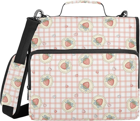 Zipper Binder Bag 3 Ring File Folder Portfolio Organizer Zippered Binder Bags with Strap Fits Laptop Women Men