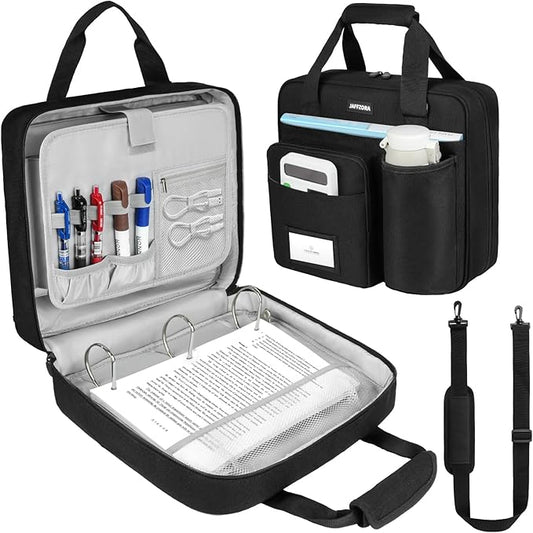 Zipper Binder 3 Ring with Shoulder Strap, 700 Sheets Capacity 3 Inch Binder with Zipper Fits 13 Inch Laptop for School and Office, Black