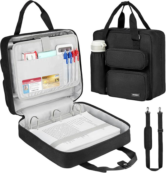Zipper Binder 3 Ring, 700 Sheets Capacity, Binder 3 Inch with Shoulder Strap Fits 13 Inch Laptop for School and Office,Black