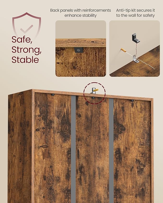 VASAGLE Custos Collection - Bookshelf, Bookcase, Cube Shelf with 4 Compartments, 9.4 x 26 x 26 Inches, Storage Shelf, for Living Room, Home Office, Dining Room, Rustic Brown ULBC476K01