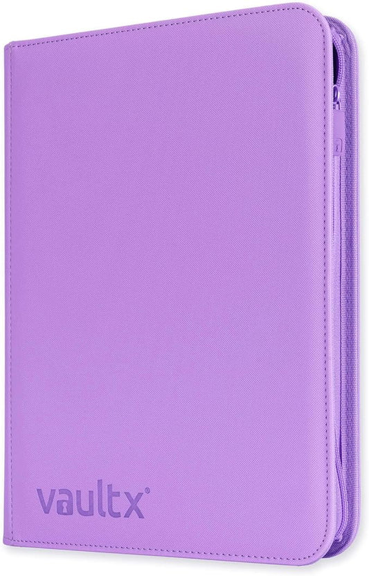 Vault X 9 Pocket Trading Card Zip Binder, 360 Cards, Premium Exo-Tec Album Material, 20 Side-Loading Pages, Folder for Collectible Games, Sports, TCG (Purple)