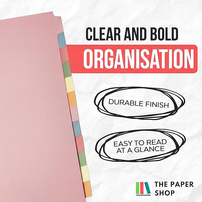 [3 Pack] Binder Dividers with Tabs A4 12 Part | Dividers for 3 Ring Binder | Perfect for Organizing Pages in 3 Ring Binder Dividers with tabs, Each Set Includes Tab Dividers - The Paper Shop