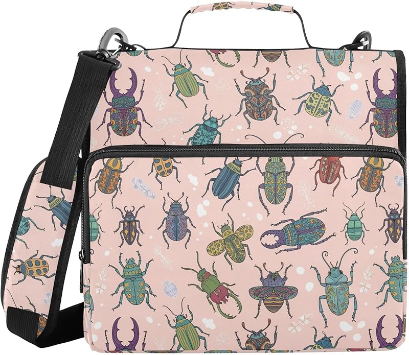 Zipper Binder Bag 3 Ring File Folder Portfolio Organizer Zippered Binder Bags with Strap Fits Laptop Women Men