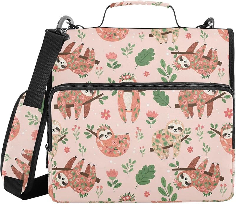 Zipper Binder Bag 3 Ring File Folder Portfolio Organizer Zippered Binder Bags with Strap Fits Laptop Women Men