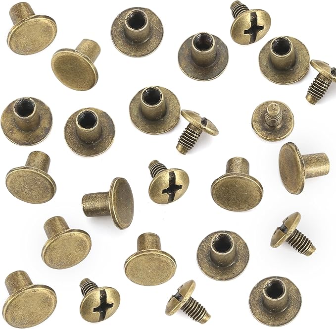 YORANYO 150 Sets 8MM Chicago Screws Leather Rivets for Fabric Chicago Binding Screws Buttons Metal Studs Rivets for Decorate and Repair Belts Bags Shoes Purse Dog Collar Leather Craft (Bronze)