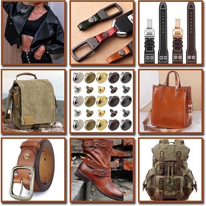 YORANYO 30Sets Chicago Screws Leather Rivets Screw Rivets Metal Studs for Clothing Chicago Binding Screws Spike and Studs for Decorate Repair Shoes Belts Bag Purse Dog Collar Leather Craft (Gunmetal)