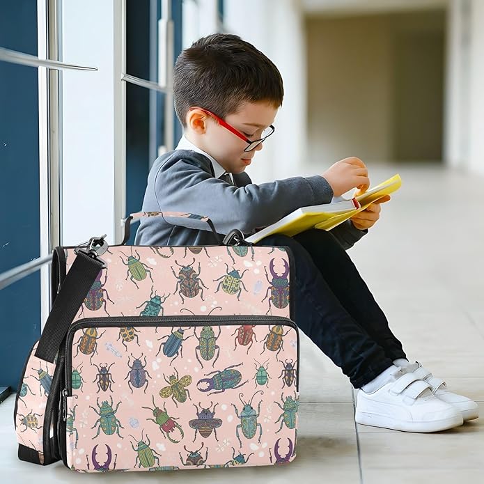 Zipper Binder Bag 3 Ring File Folder Portfolio Organizer Zippered Binder Bags with Strap Fits Laptop Women Men