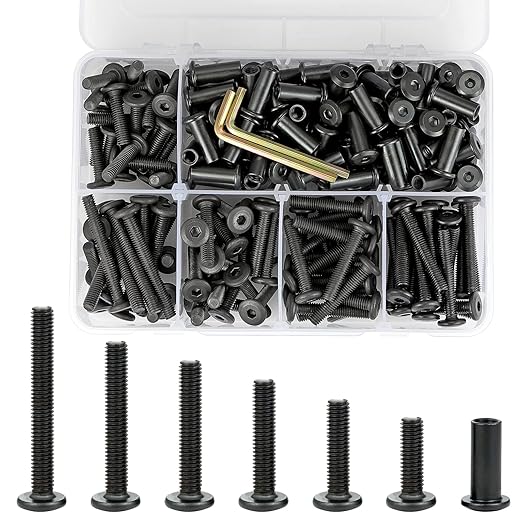 100 Sets M6 Hex Drive Metric Set Screws Assortment Kit - Black Alloy Steel Nut and Bolt Organizer for Pocket Knife Screws Repair Kit, Machine Screw Assortment Kit (M6 Set)