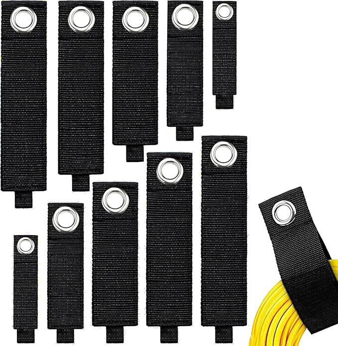 Zkptops 10Pcs Extension Cord Holder Organizer Heavy Duty Storage Straps Hook and Loop Cable Straps Hanger Garage Storage Accessories Wrap Rope Organizer for Hanging Cables Hoses Ropes and Tools