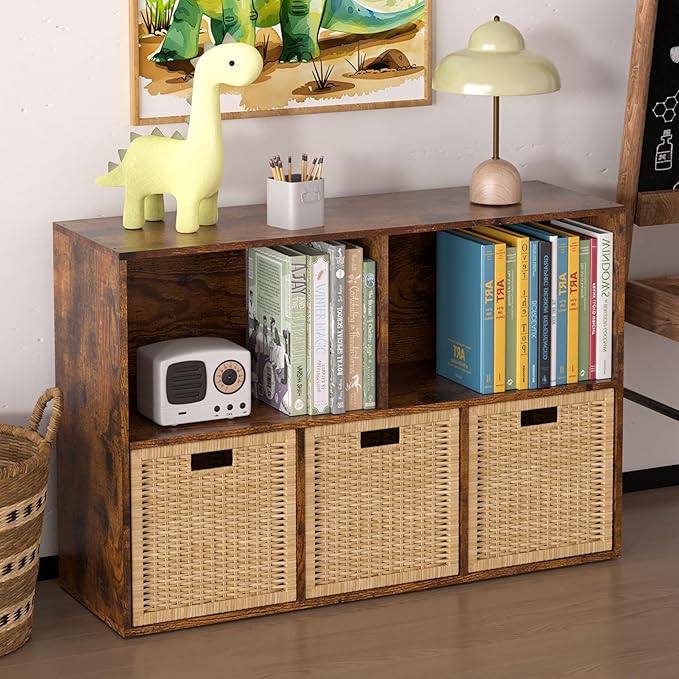 Wooden 5 Cube Storage Organizer with Closed Back Panel,White Cube Shelf Cubby Storage Organizers with Compartments for Living