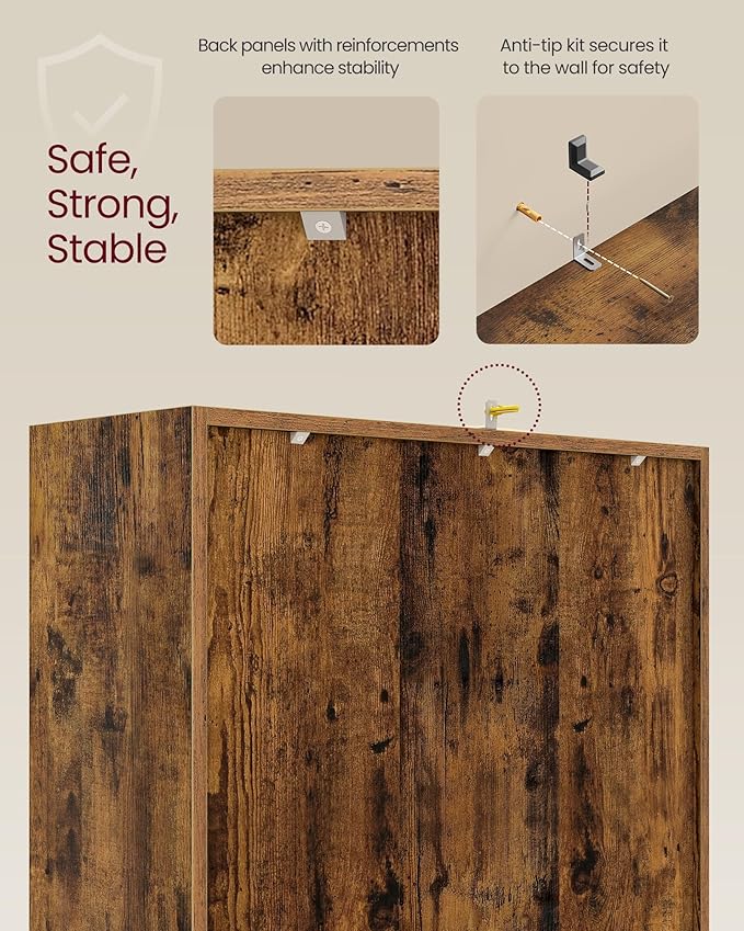 VASAGLE Custos Collection - Bookshelf, Bookcase, Cube Shelf with 6 Compartments, 9.4 x 25.8 x 38.6 Inches, Storage Shelf, for Living Room, Home Office, Dining Room, Rustic Brown ULBC423K01