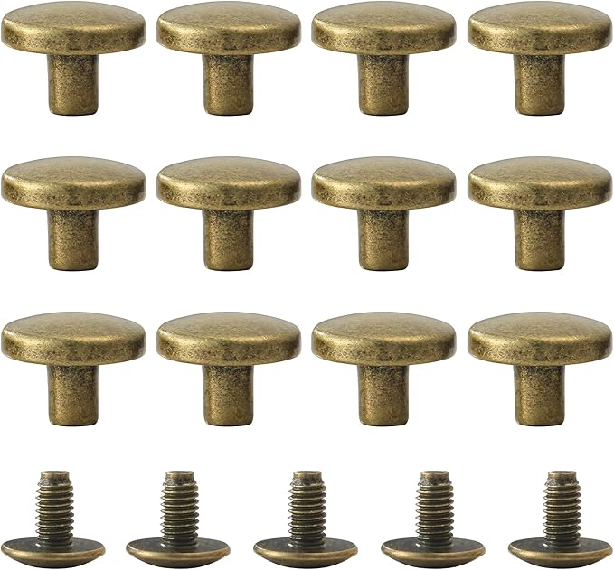 YORANYO 30Sets Chicago Screws Leather Rivets Screw Rivets Metal Studs for Clothing Chicago Binding Screws Spike and Studs for Decorate Repair Shoes Belts Bags Purse Dog Collars Leather Craft (Bronze)