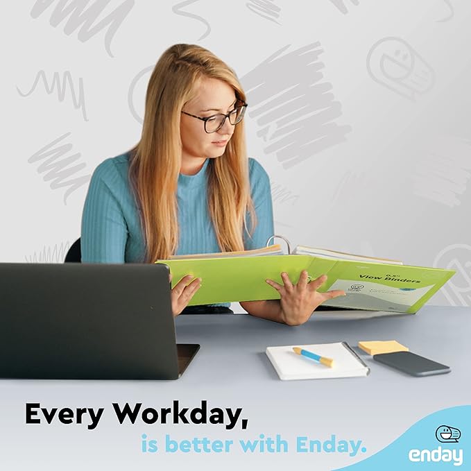 ½ Inch 3 Ring Binder .5 inch Green Clear View Cover with 2 Inside Pockets, Colored School Supplies Office and Home Binders – by Enday