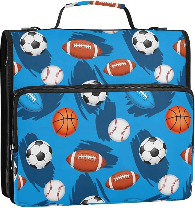 Zipper Binder Bag 3 Ring File Folder Portfolio Organizer Zippered Binder Bags with Strap Fits Laptop Women Men