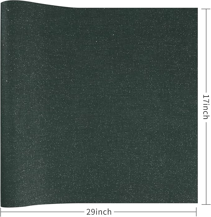 Wooqu Book Cloth, Fabric Surface and Paper Backed, Easy to Use, Strong, 17x29”, for Book Binding, Glitter Forest Green