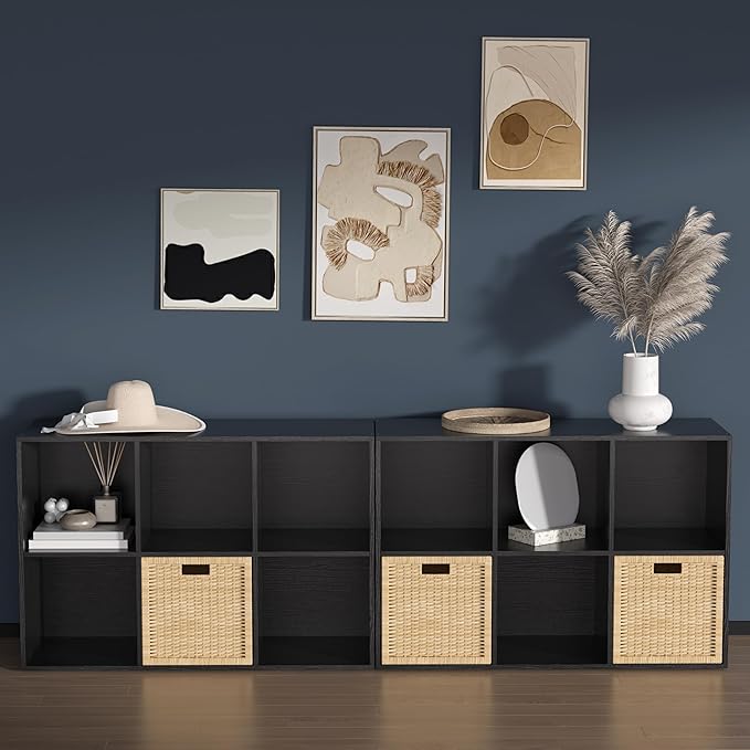 Wooden 6 Cube Storage Organizer with Closed Back Panel,White Cube Shelf Cubby Storage Organizers with Compartments for Living