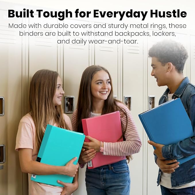 Yoobi 2 Inch Binder and 8 Tab Dividers Set, 4 Pack of 3 Ring Binders with Plastic Cover, 2 Pockets and D Rings, 4 Pack of Binder Organizer Tabs with Blank Sticky Labels, Office or School Supplies