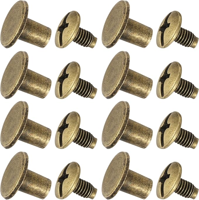 YORANYO 150 Sets 8MM Chicago Screws Leather Rivets for Fabric Chicago Binding Screws Buttons Metal Studs Rivets for Decorate and Repair Belts Bags Shoes Purse Dog Collar Leather Craft (Bronze)