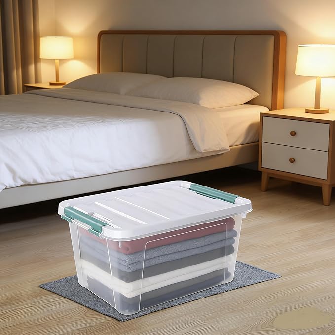 Xyskin 35 Quart Clear Large Storage Box, Plastic Storage Bins, Set of 6