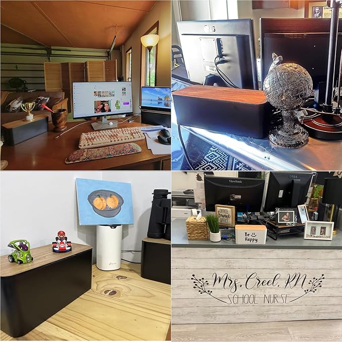 YUANYE Cable Management Box Cable Management Kit for Power Strip to Hide Wires,Cord Organizer Boxes,Safe ABS Material Wire Organizer of Cable Clips Sleeve for Home & Office,2Pack-123PCS/Black