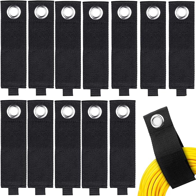 Zkptops 12Pcs Extension Cord Holder Organizer Heavy Duty Storage Straps Large 13 Inch (Unfolded) Cord Strap Wrap Hanger Garage Hooks Organization Essentials Extension Storage Wrap for Cable Hose Tools