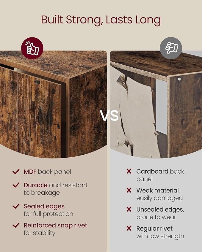 VASAGLE Custos Collection - Bookshelf, Bookcase, Cube Shelf with 4 Compartments, 9.4 x 26 x 26 Inches, Storage Shelf, for Living Room, Home Office, Dining Room, Rustic Brown ULBC476K01