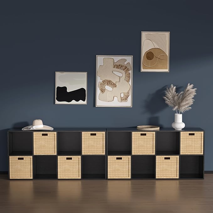 Wooden 8 Cube Storage Organizer with Closed Back Panel,White Cube Shelf Cubby Storage Organizers with Compartments for Living