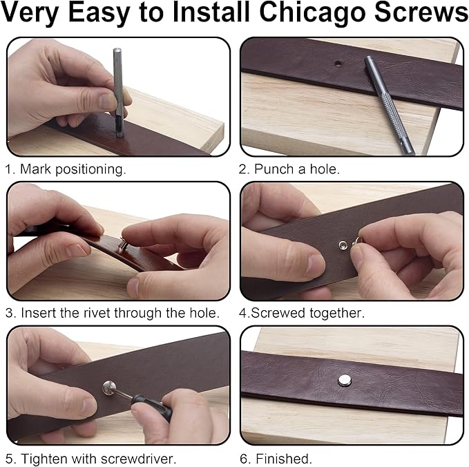 YORANYO 150 Sets 8MM Chicago Screws Leather Rivets for Fabric Chicago Binding Screws Buttons Metal Studs Rivets for Decorate and Repair Belts Bags Shoes Purse Dog Collar Leather Craft (Bronze)