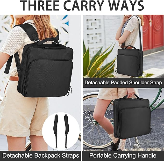 Zipper Binder Bag, 2-inch 3-Rings with Multiple Pockets File Folder - 500 Sheet Capacity, Up to 14‘’ Laptop and Tablet, Detachable Backpack Straps & Shoulder Use for School