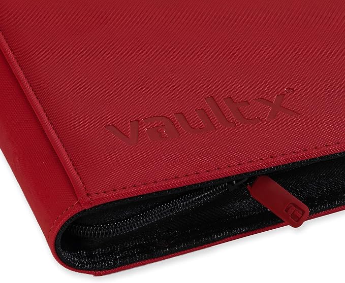 Vault X 12 XL Pocket Trading Card Zip Binder - 624 cards, Premium Exo-Tec Album Material, 26 Side-Loading Pages, Folder for Collectible Card Games, Sports, TCG (Red)